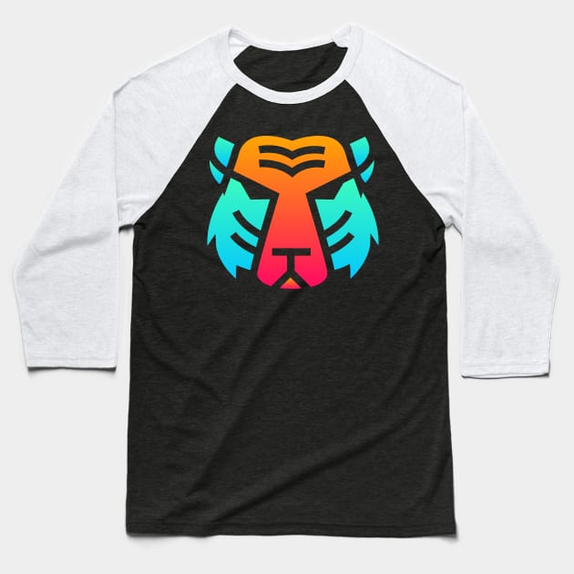 Trippy Psychedelic Rave Tiger Baseball T-Shirt by MeatMan